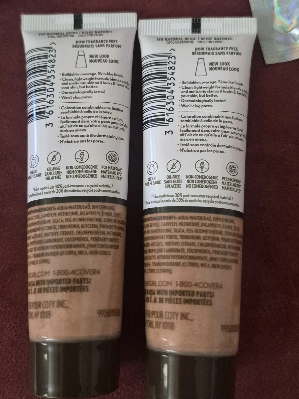 2 New-COVERGIRL Clean Invisible Foundation - Natural Beige 140 (Tube)